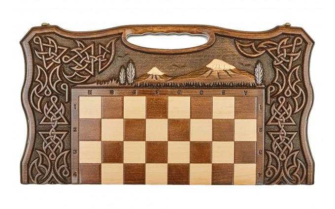 Шахматы + нарды резные с Араратом 2, ручкой, Haleyan Шахматы + нарды резные с Араратом 2, ручкой, Haleyan